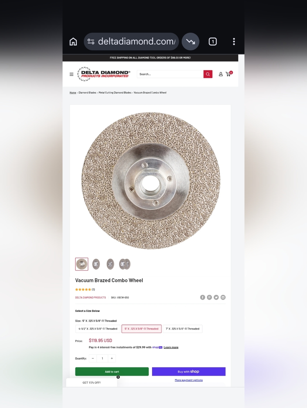 New 4.5" Metal Cutting Diamond Blade